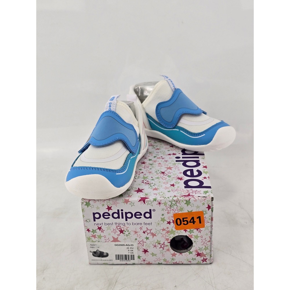 Pediped Aries Sneakers Toddler 7‎ US Aqua Blue Hook Loop -New